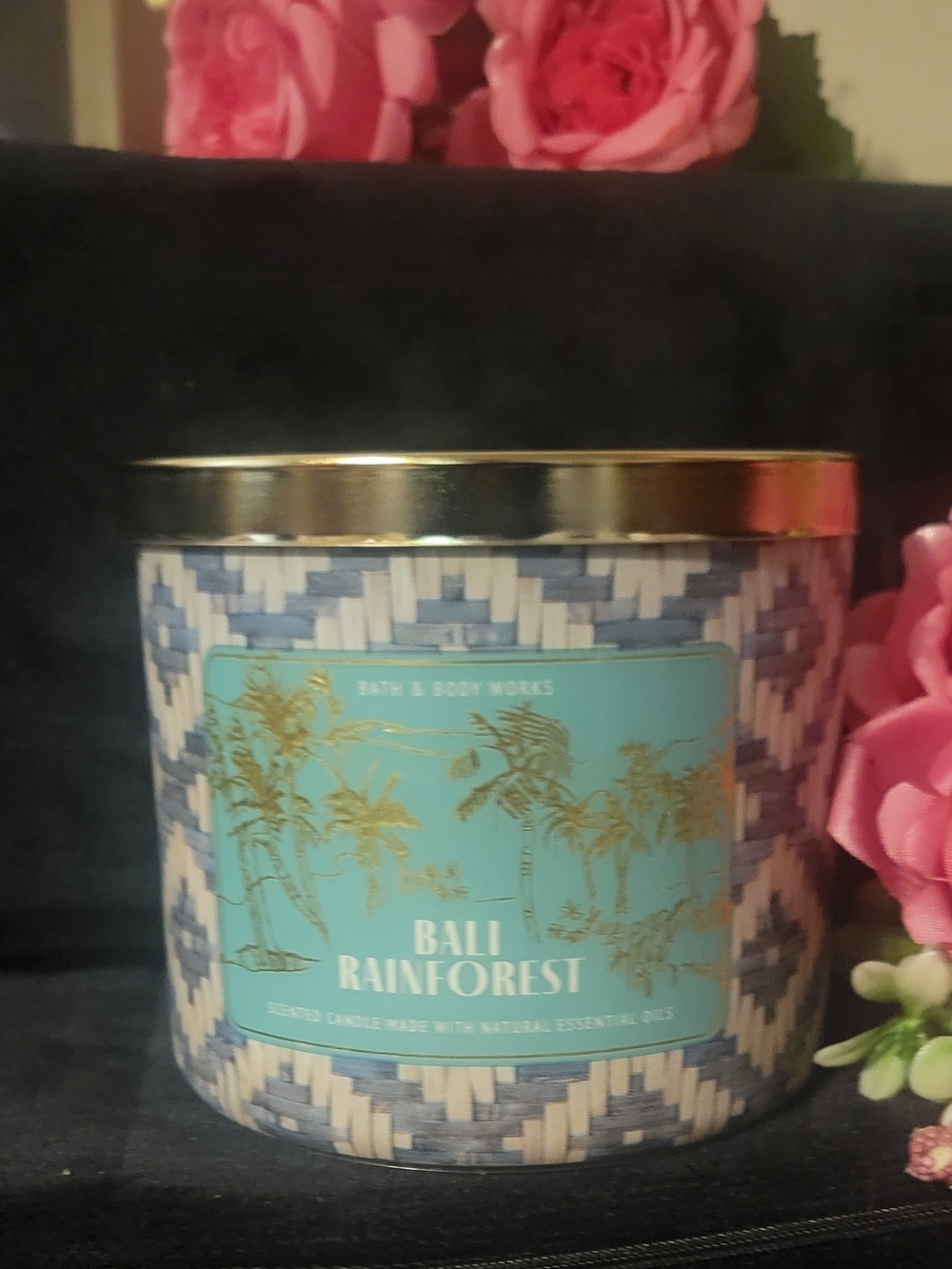 Bath & Body Works Bali Rainforest Scented Candle - Teal & Gold